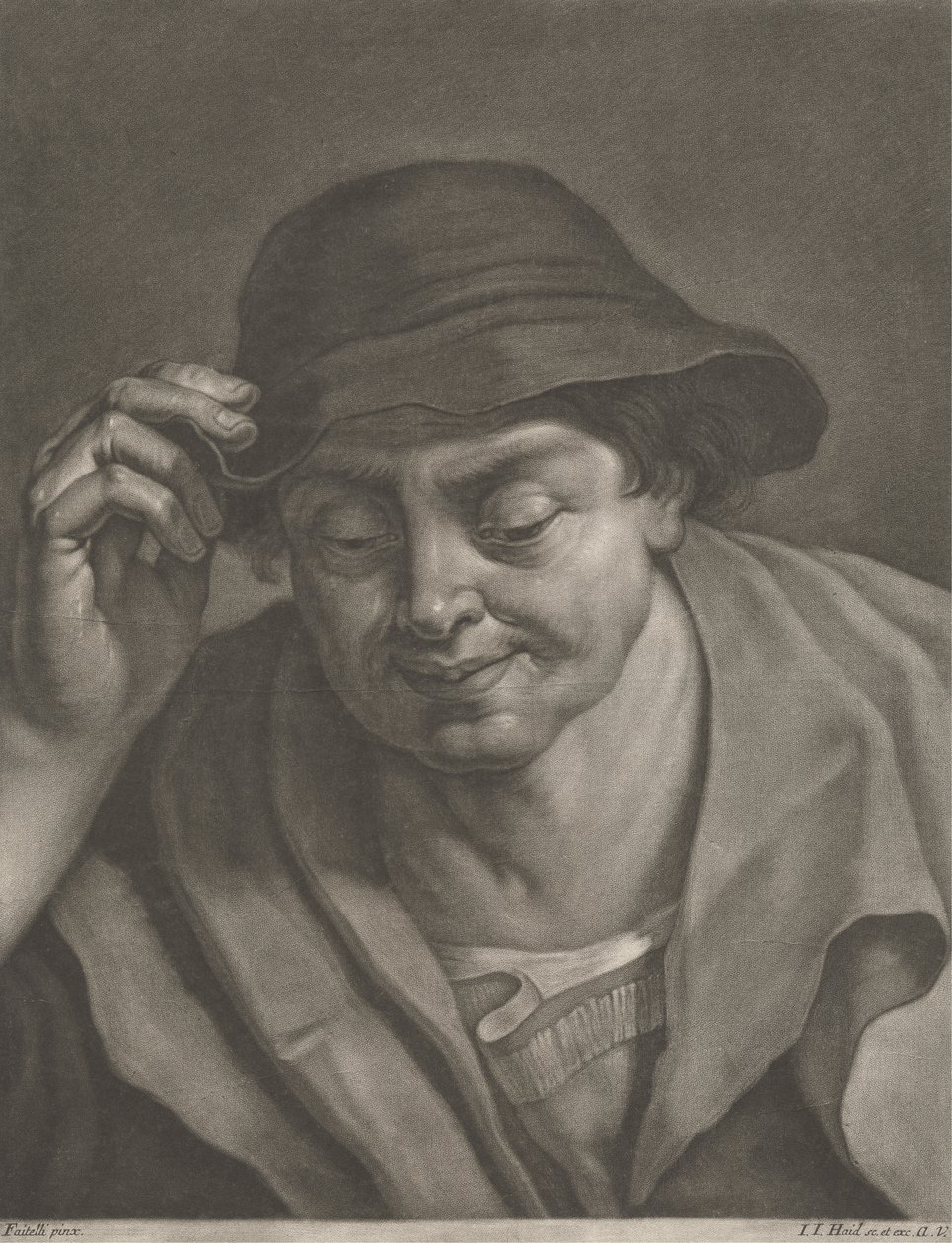 Mand iført hat af Johann Jacobus Haid
