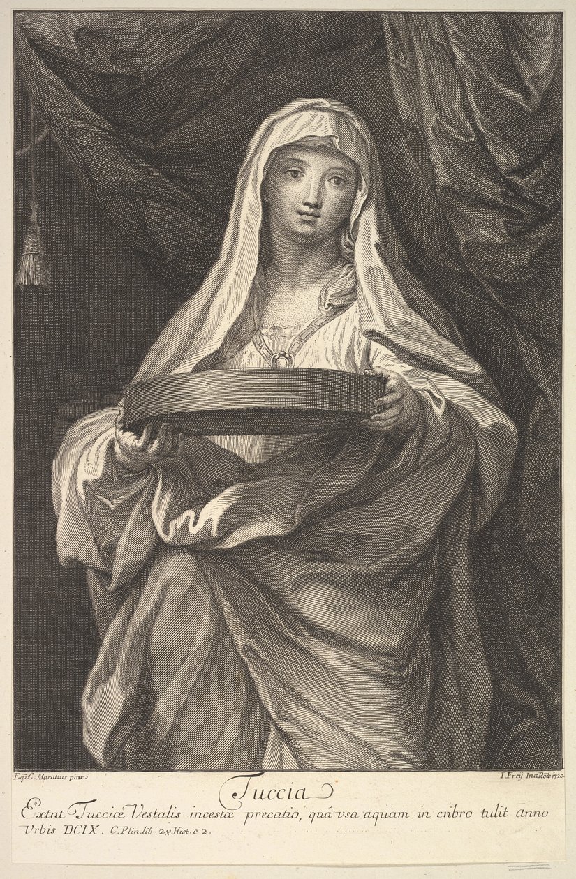 Tuccia, 1720. af Johann Jakob Frey the Elder