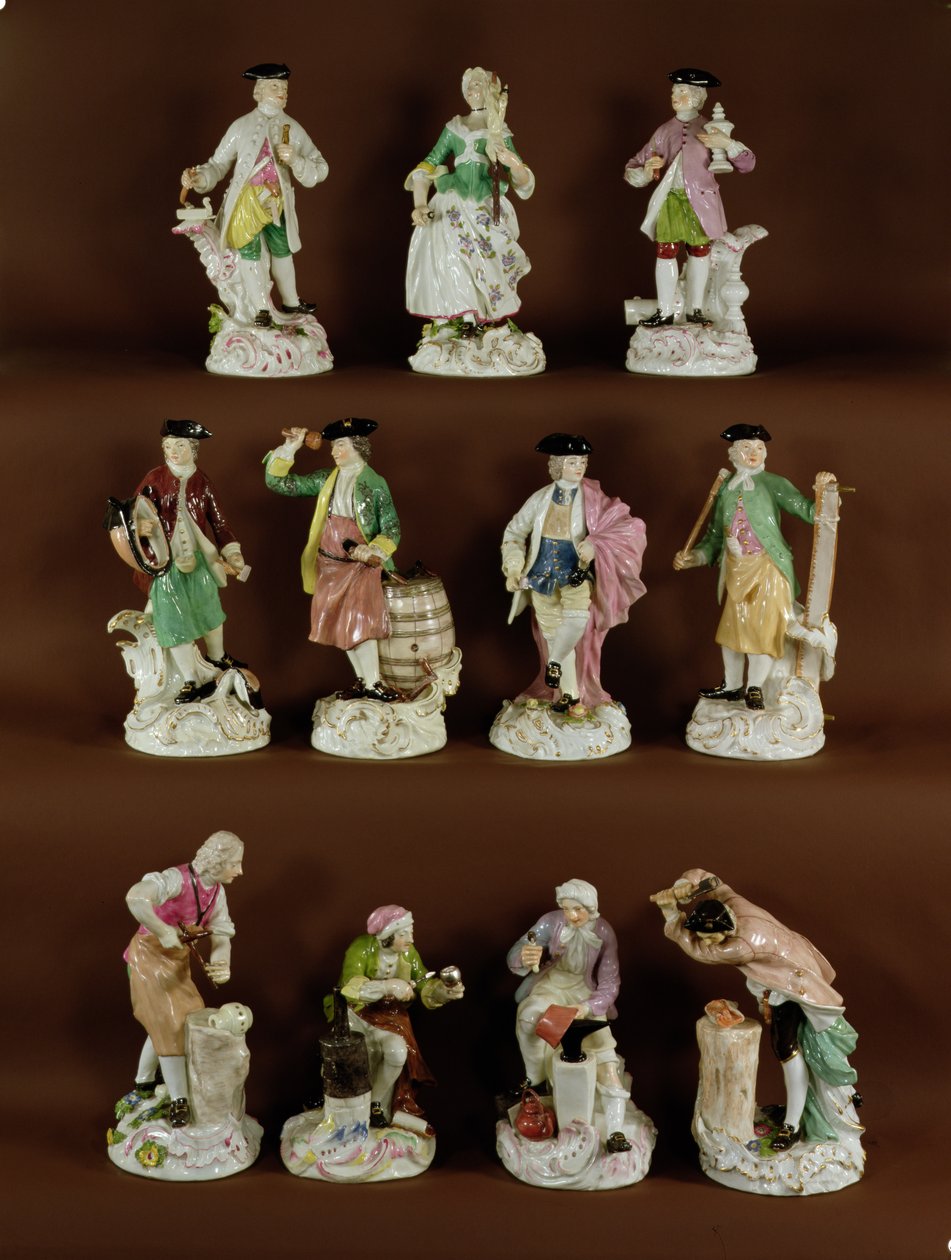 Elleve figurer af håndværkere af Johann Joachim Kaendler