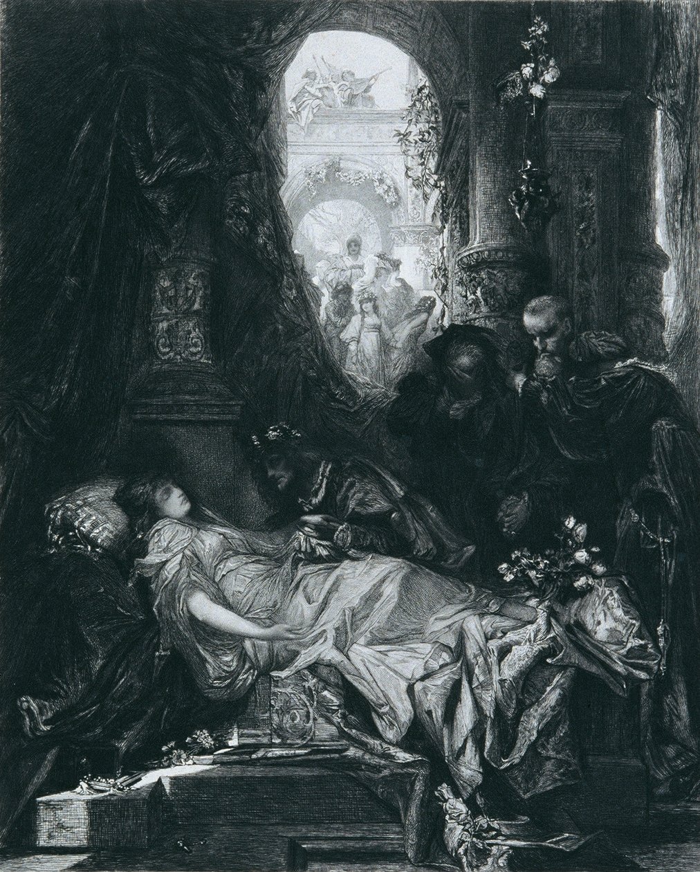 Den tilsyneladende døde Juliet Capulet af Johann Klaus