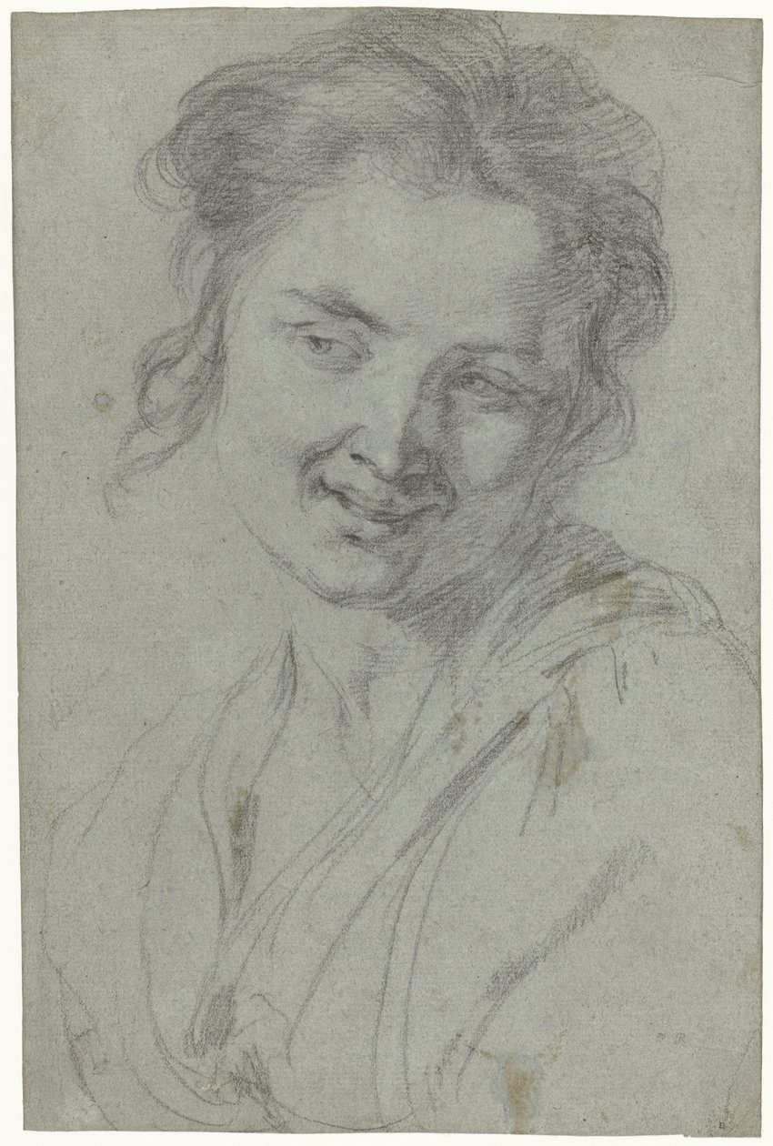 Studie af en smilende kvinde af Johann Liss