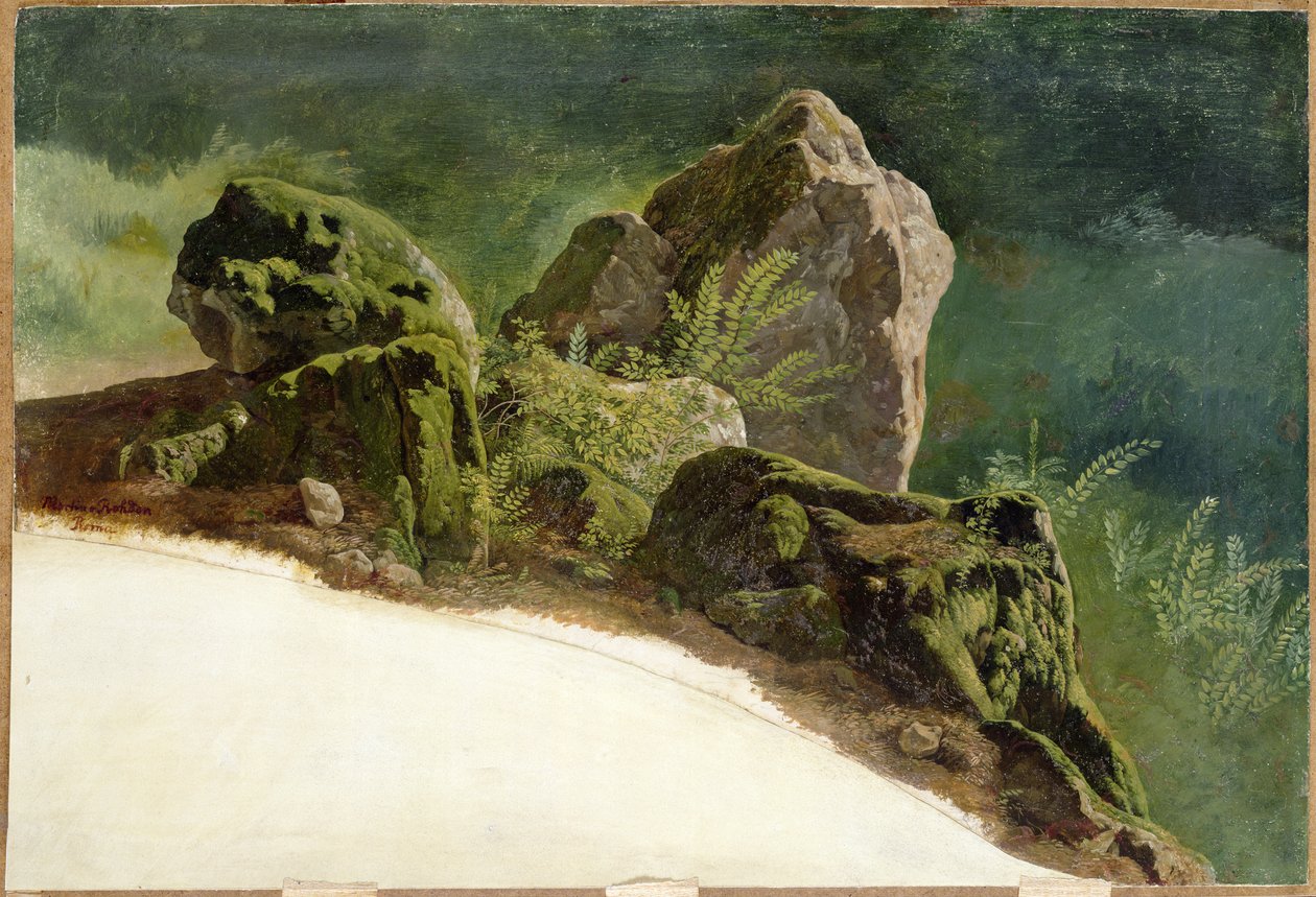 Store sten (olie på kort) af Johann Martin von Rohden