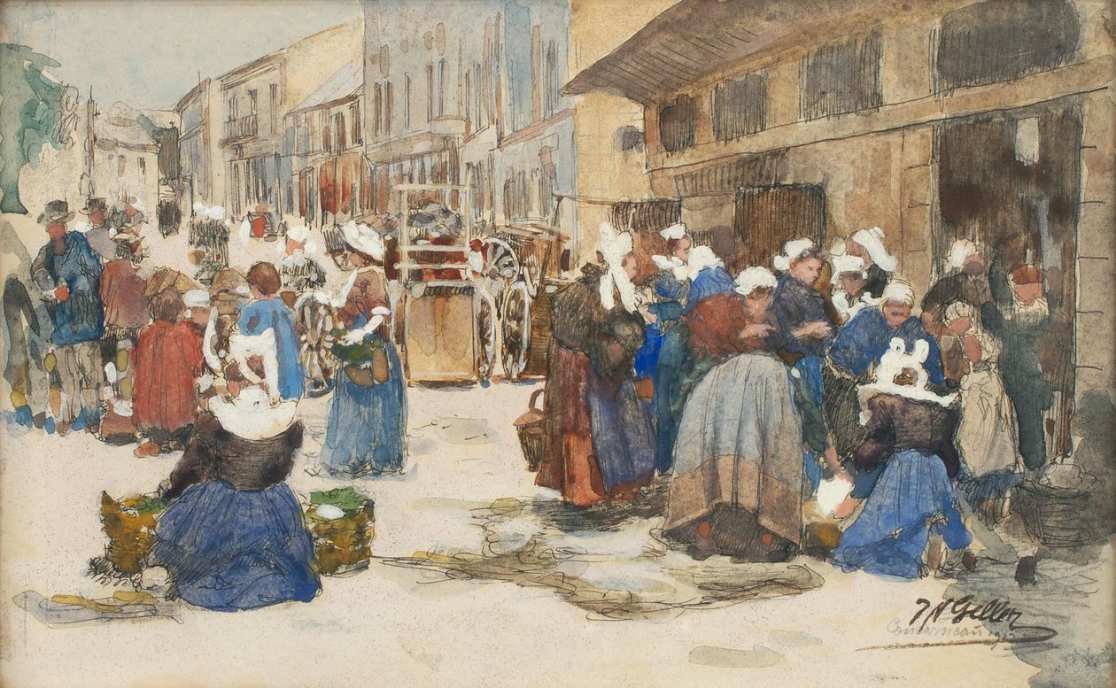Marked i Concarneau af Johann Nepomuk Geller