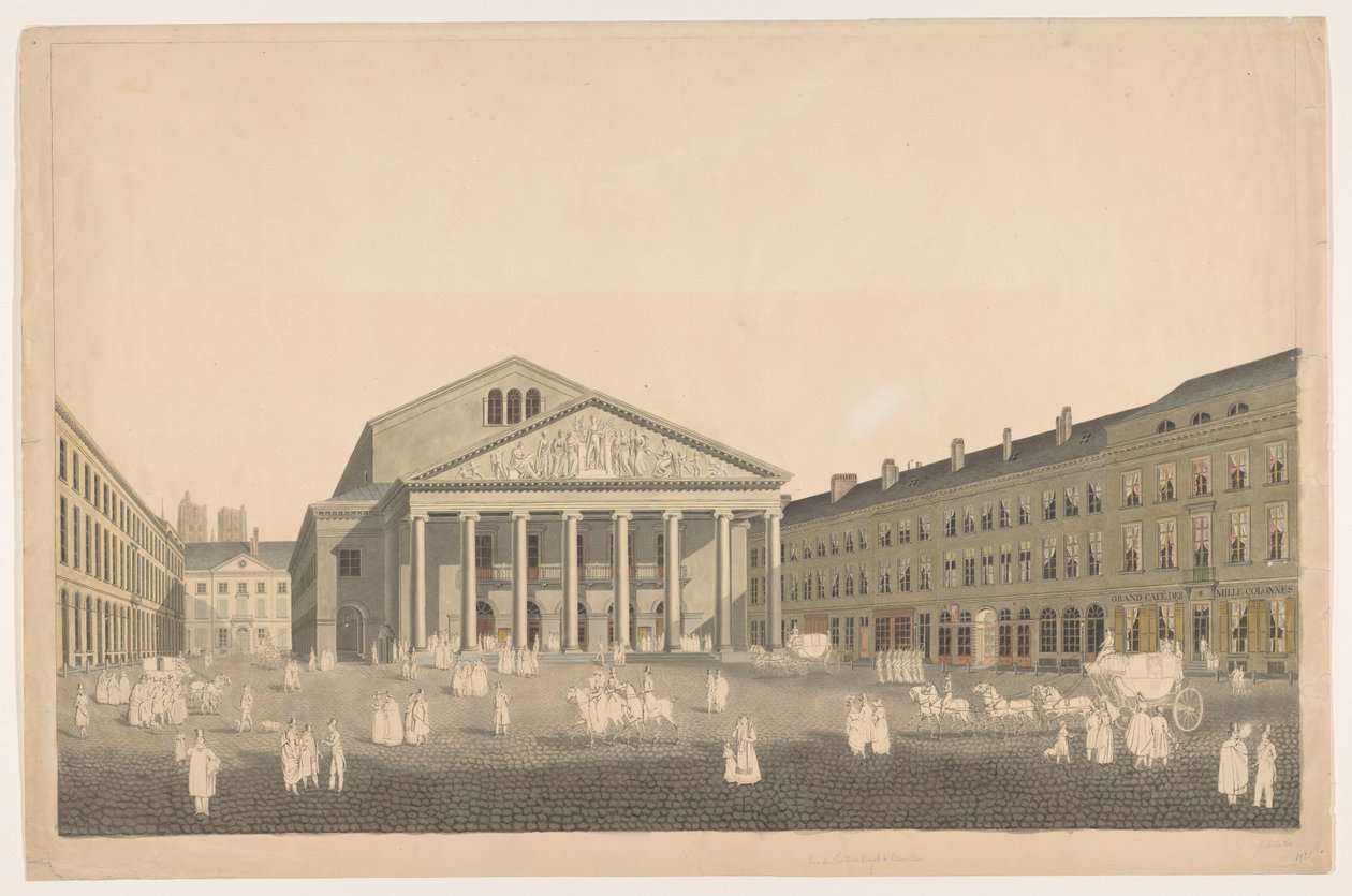 Udsigt over Det Kongelige Teater i Bruxelles af Johann Nepomuk Gibèle