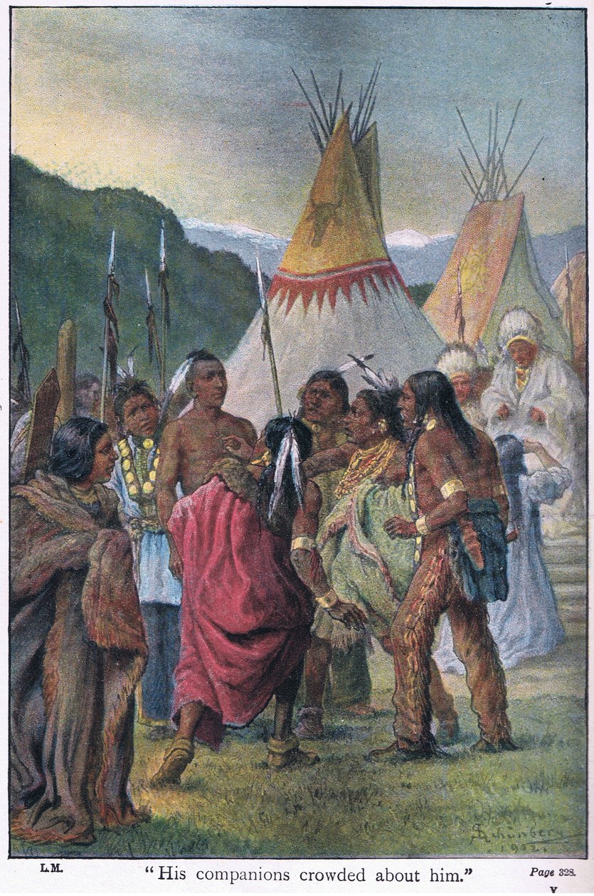 Hans ledsagere myldrede omkring ham, 1910 af Johann Nepomuk Schonberg