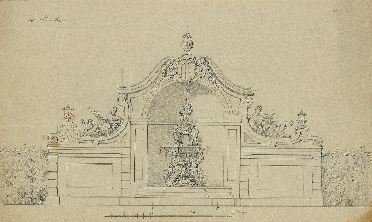 Springvand i ferskenhaven i Upper Belvedere af Johann Peter Krafft