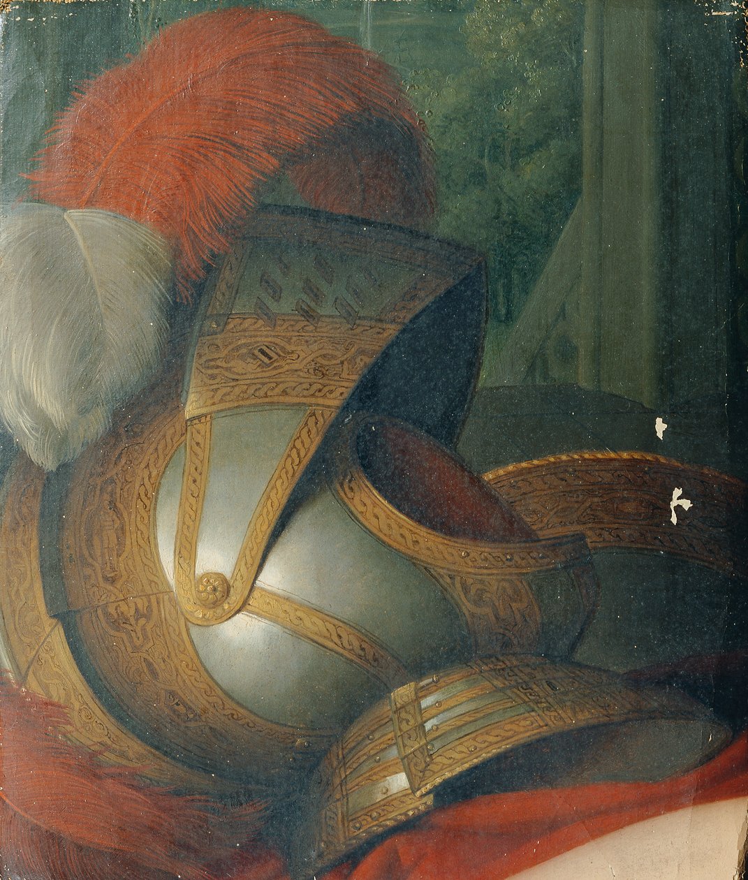 hjelm og rundt skjold af Johann Peter Krafft