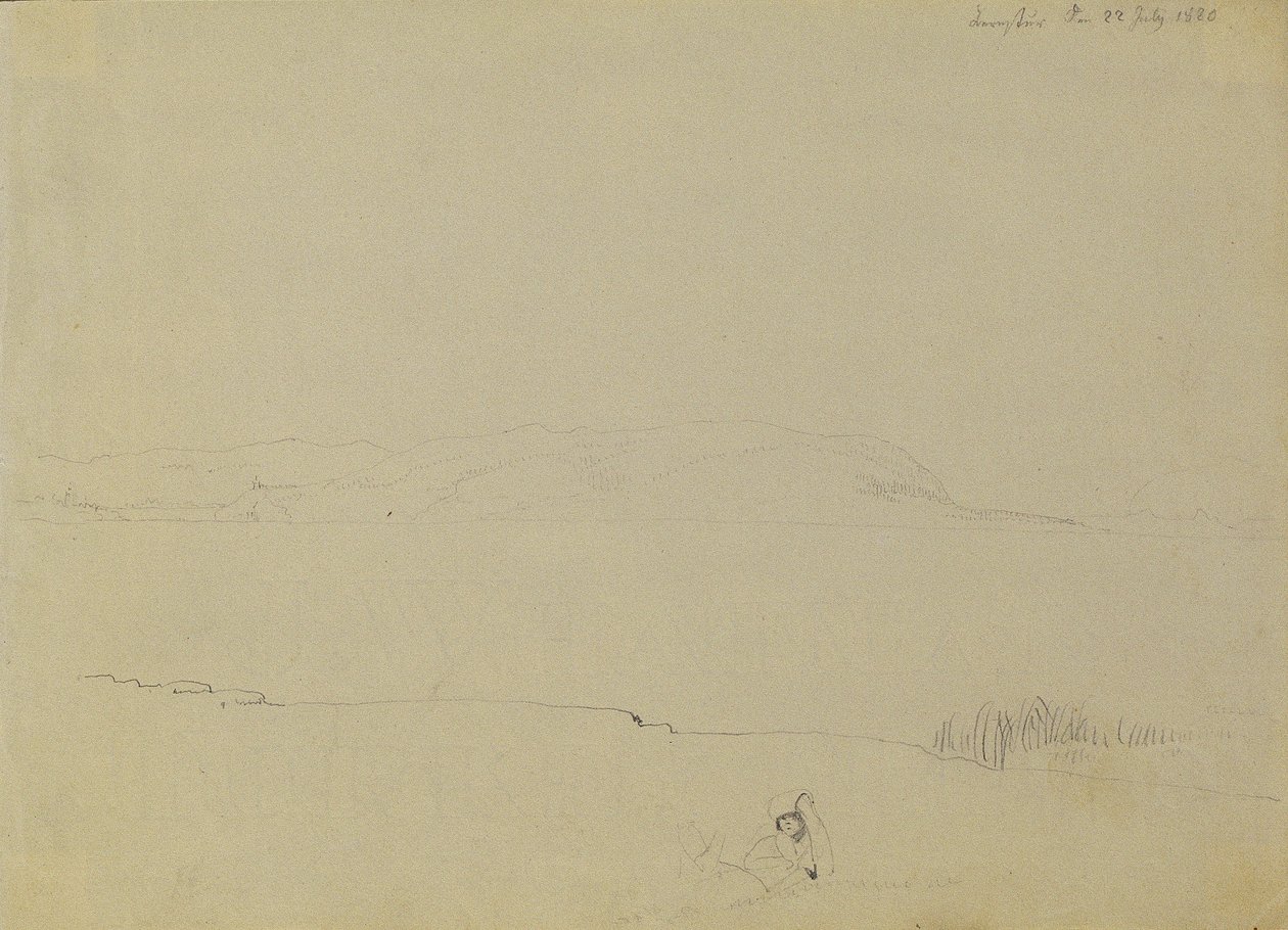 Landskabsskitse af Balatonsøen af Johann Peter Krafft