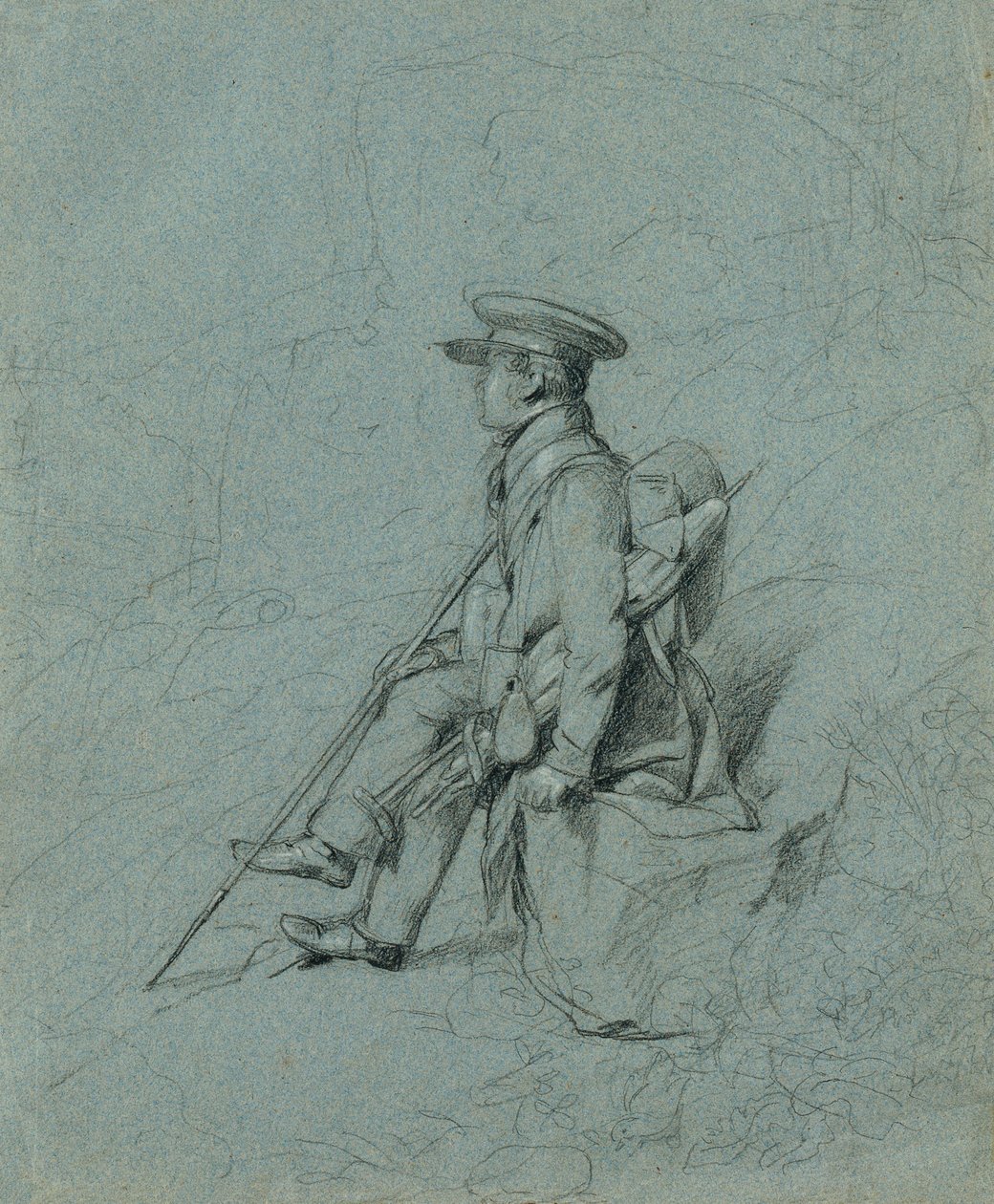 Studie af en hvilende maler af Johann Peter Krafft