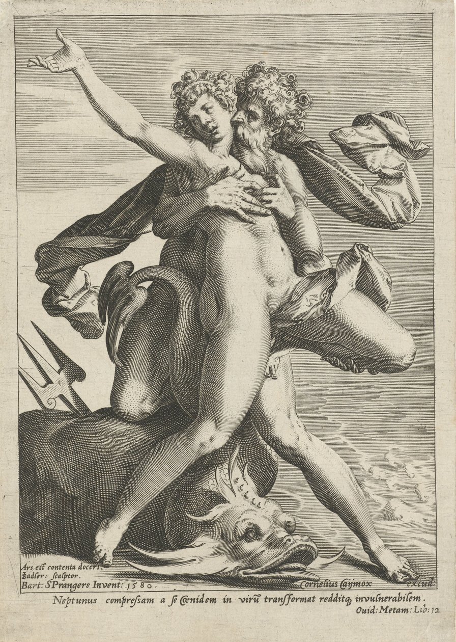 Caenis omfavnet af Neptun af Johann Sadeler (I)