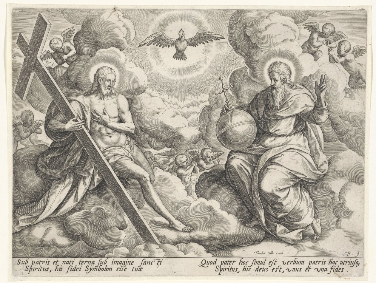 Den hellige treenighed i skyerne af Johann Sadeler (I)