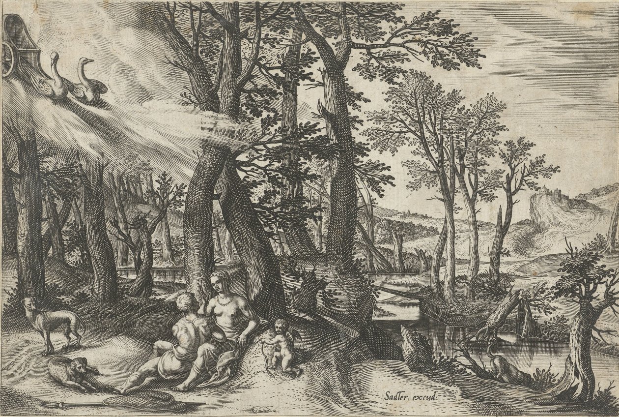 Venus og Adonis af Johann Sadeler (I)