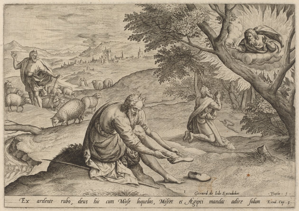 Gud, der viser sig for Moses, 1585. af Johann Sadeler I