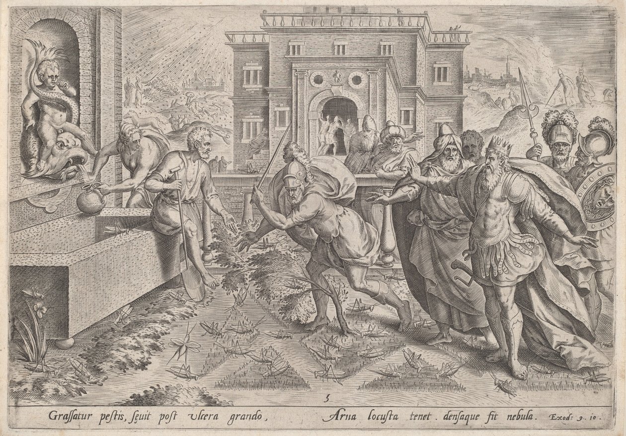 Græshoppeplagen, ca. 1585. af Johann Sadeler I