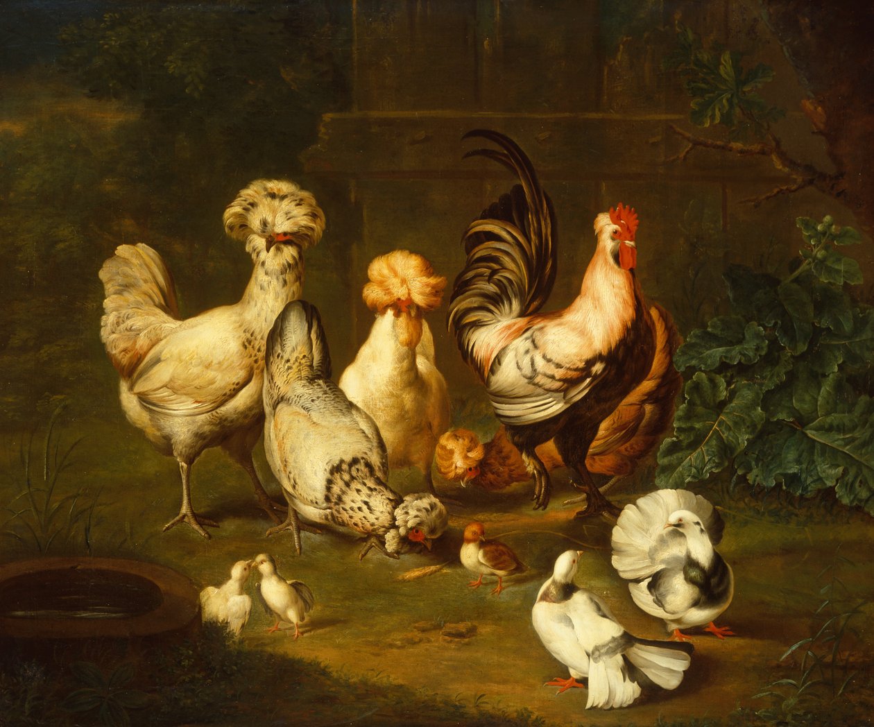 Fjerkræ i et landskab (olie) af Johann Wenzel Peter