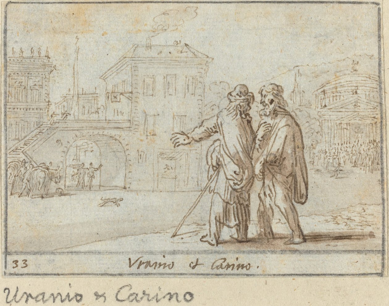 Uranio og Carino, 1640. af Johann Wilhelm Baur