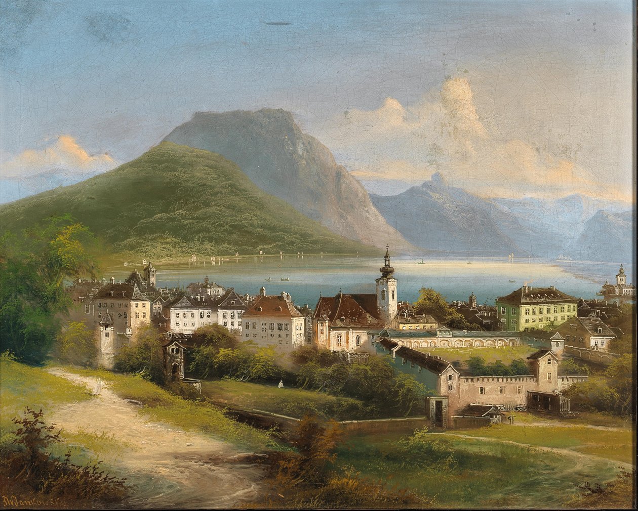 Johann Wilhelm Jankowski Udsigt over Gmunden af Johann Wilhelm Jankowski