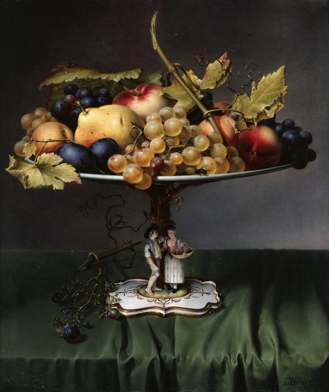 Frugt på en porcelænsskål af Johann Wilhelm Preyer