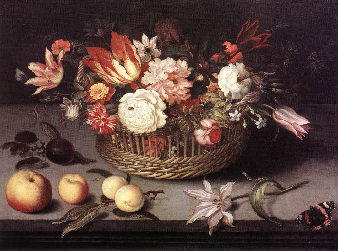 Kurv med blomster af Johannes Bosschaert