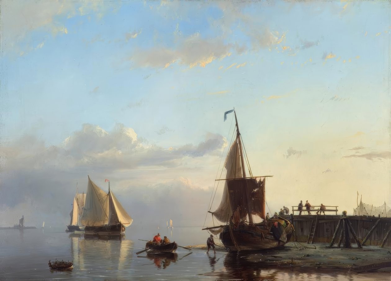 J.H.B. Koekkoek, sejlskibe i aftenlyset af Johannes Hermann Barend Koekkoek