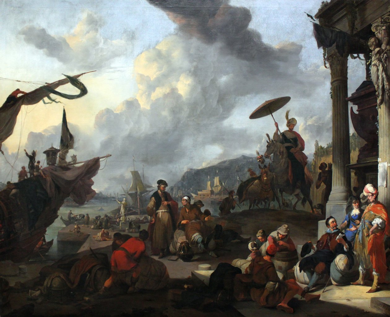 Havnescene i Middelhavet af Johannes Lingelbach