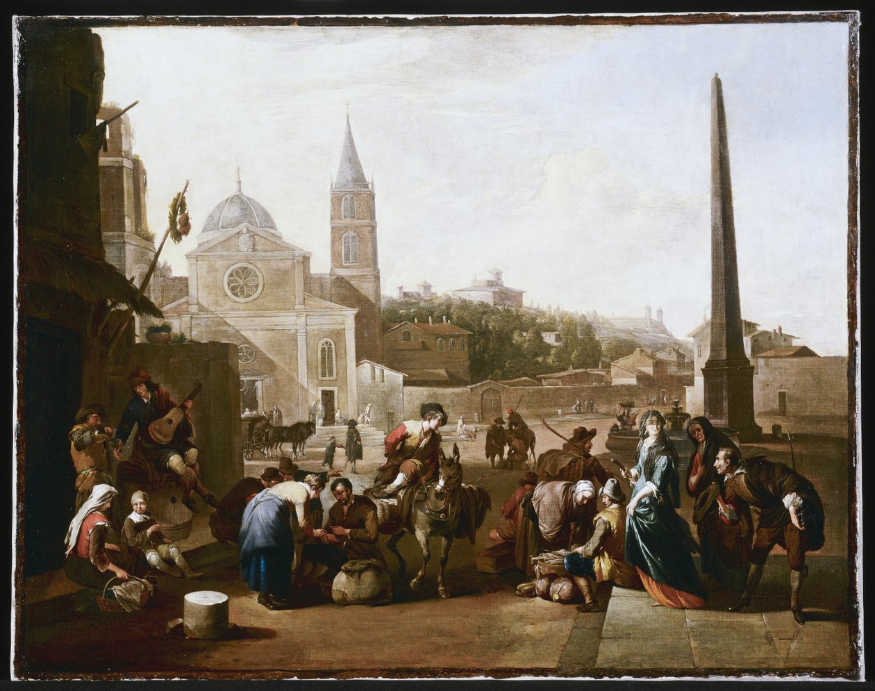 Piazza del Popolo, Rom af Johannes Lingelbach