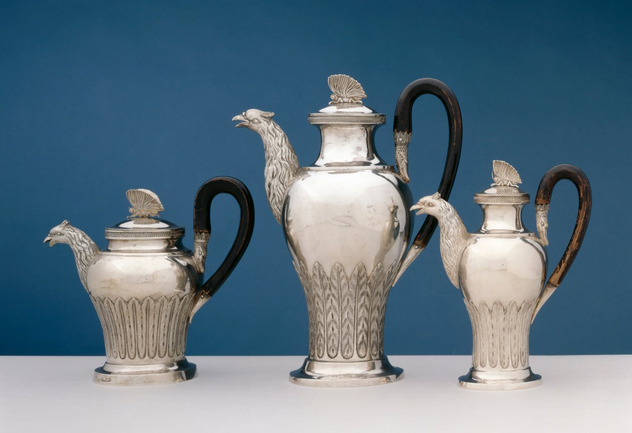 Tre tekander, 1811-20 (sølvtræ) af Johannes Ostheim