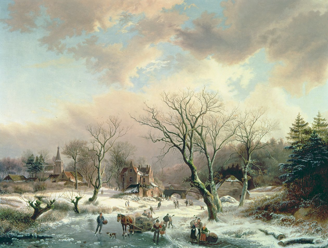 Vinterscene af Johannes Petrus van Velzen