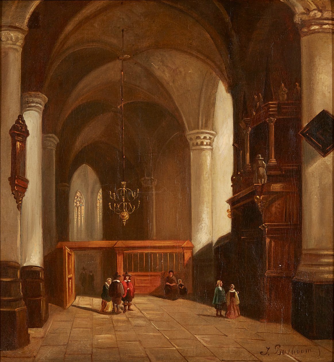 Kirkeinteriør (olie på lærred) af Johannes Bosboom