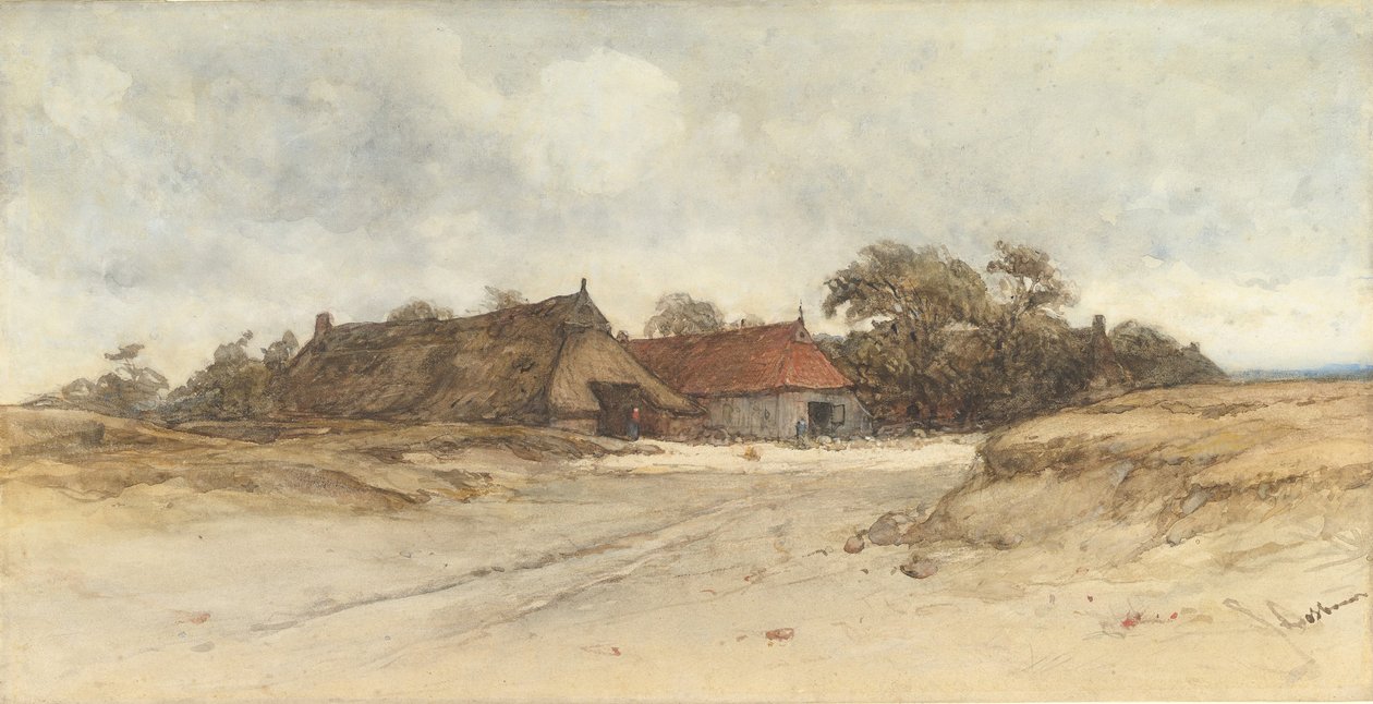 Bondehuse, 1800-tallet. af Johannes Bosboom