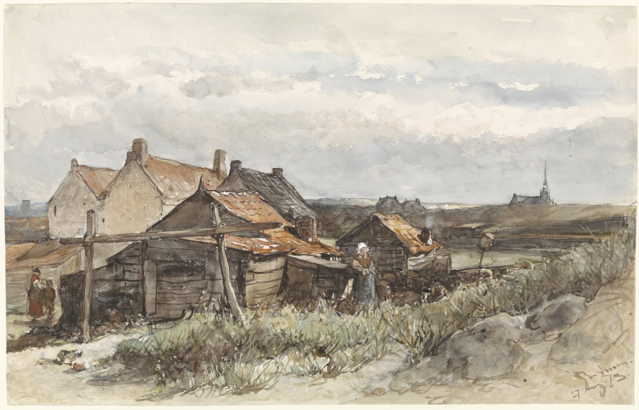 Fiskeri Familiehuse i Scheveningen Fiskerhuse i Scheveningen af Johannes Bosboom