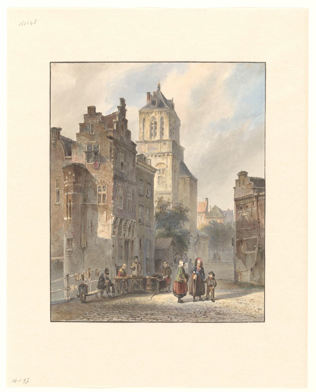 Udsigt over rådhuset i Delft af Johannes Bosboom