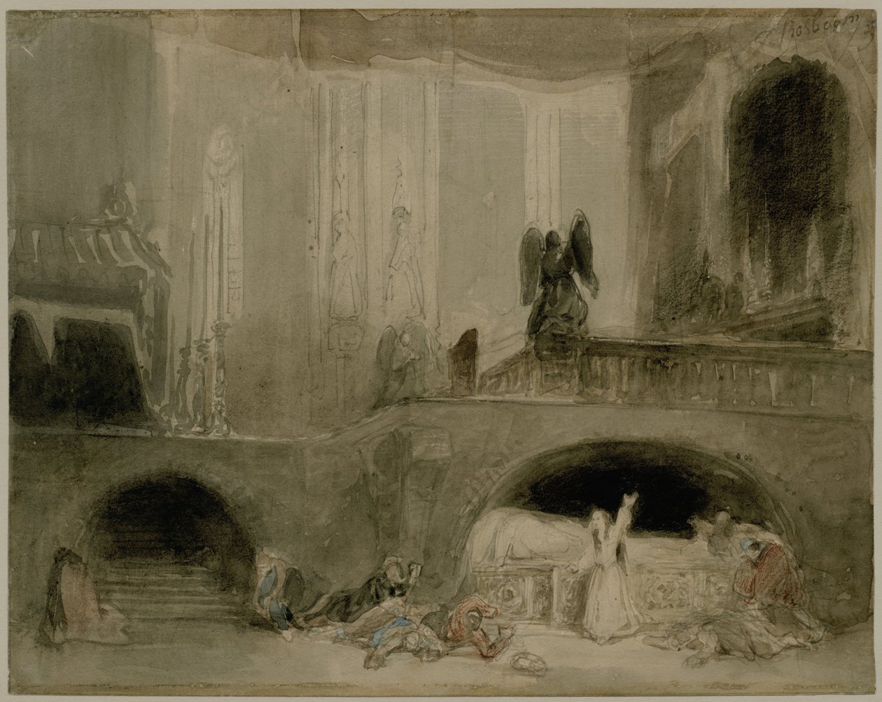Scene fra operaen Guido et Ginevra af Johannes Bosboom
