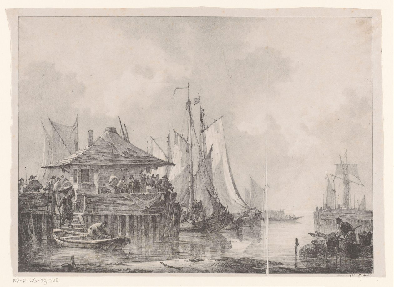 Folkemængder i en havn af Johannes Christiaan Schotel