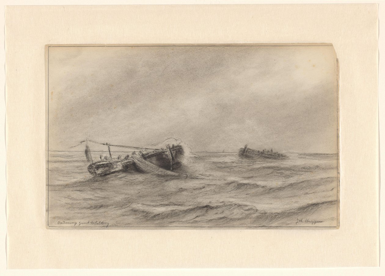 Fiskerfartøjer på havet af Johannes Huygens (signed by artist)