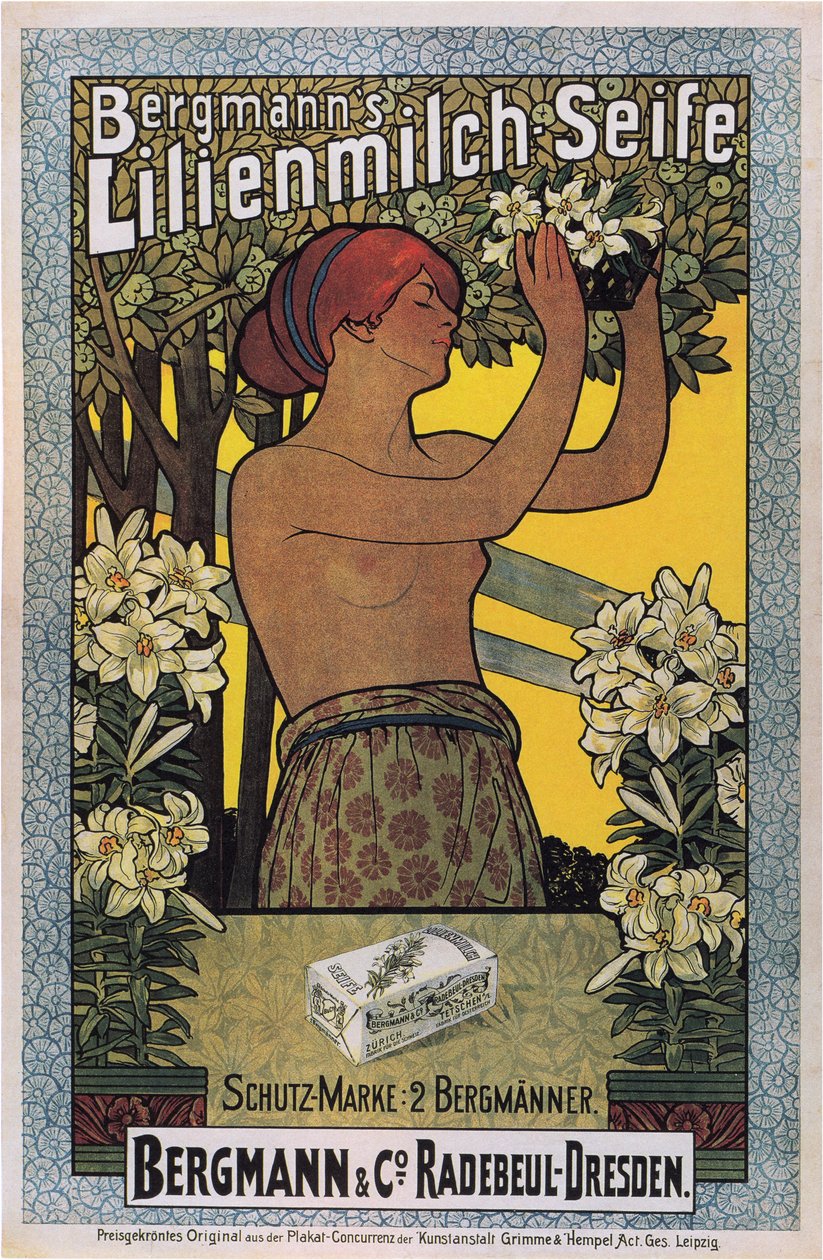 Bergmanns Lilienmilch sæbe, 1896 af Johannes Joseph Vincenz Cissarz