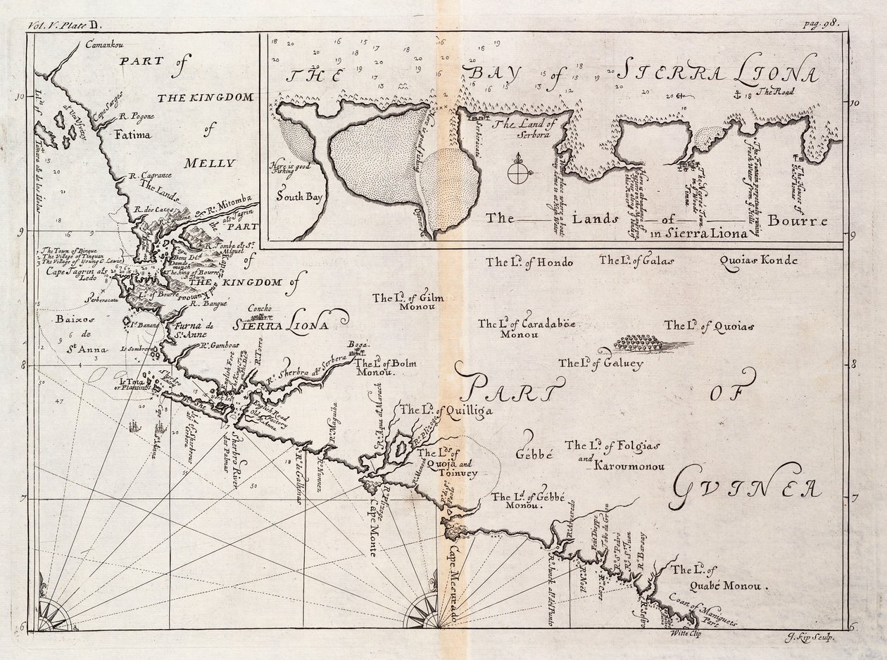 Kort over Sierra Leone, Afrika af Johannes Kip