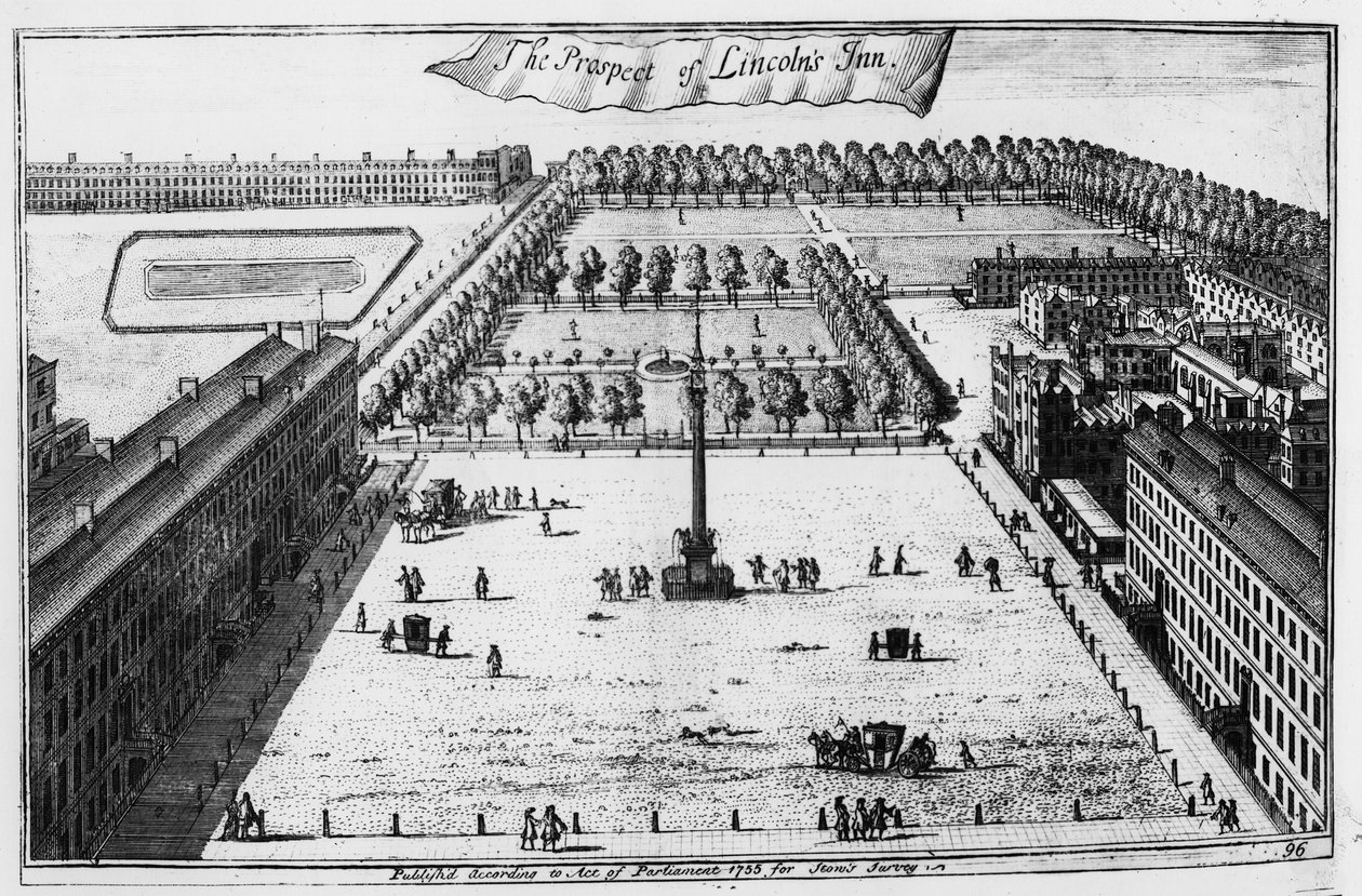 The Prospect of Lincolns Inn, 1720 af Johannes Kip