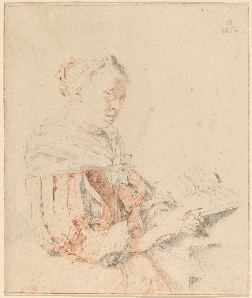 Ung pige ved tastaturet, 1767. af Johannes Kornlein