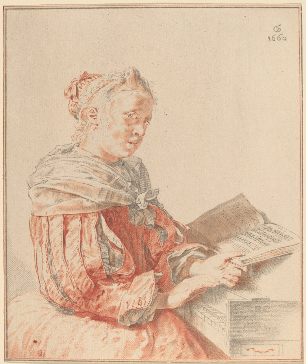 Ung pige ved tastaturet, 1767. af Johannes Kornlein
