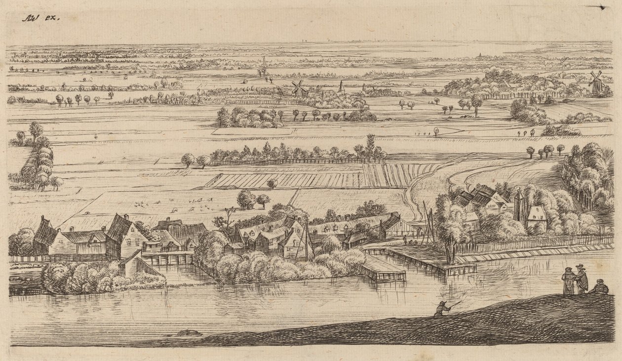 Landsby ved siden af en kanal af Johannes Ruisscher