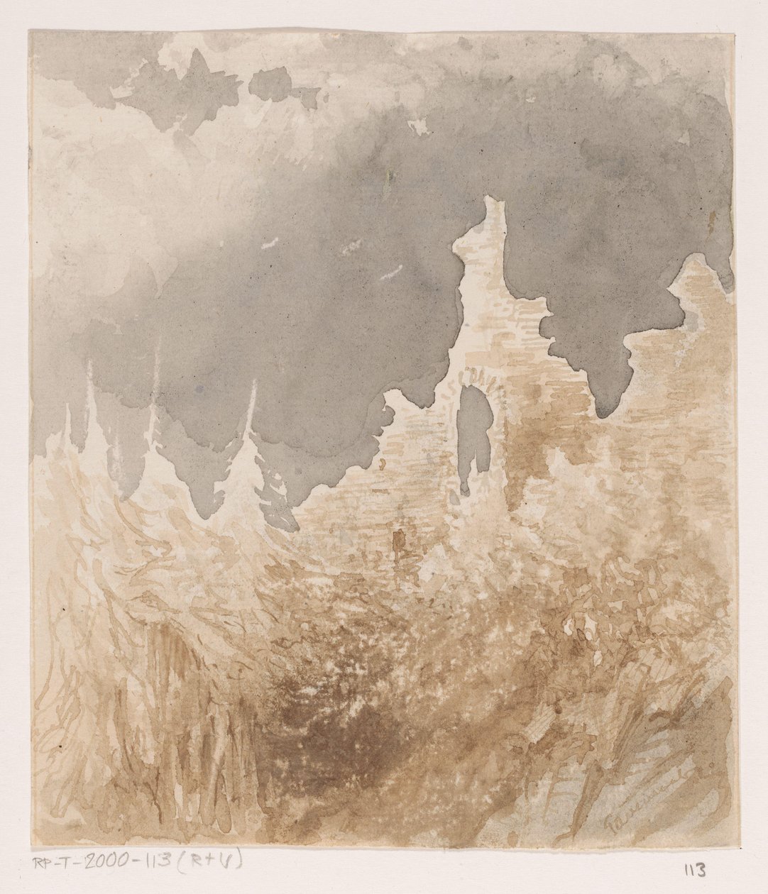 Ruin mellem træer af Johannes Tavenraat (signed by artist)