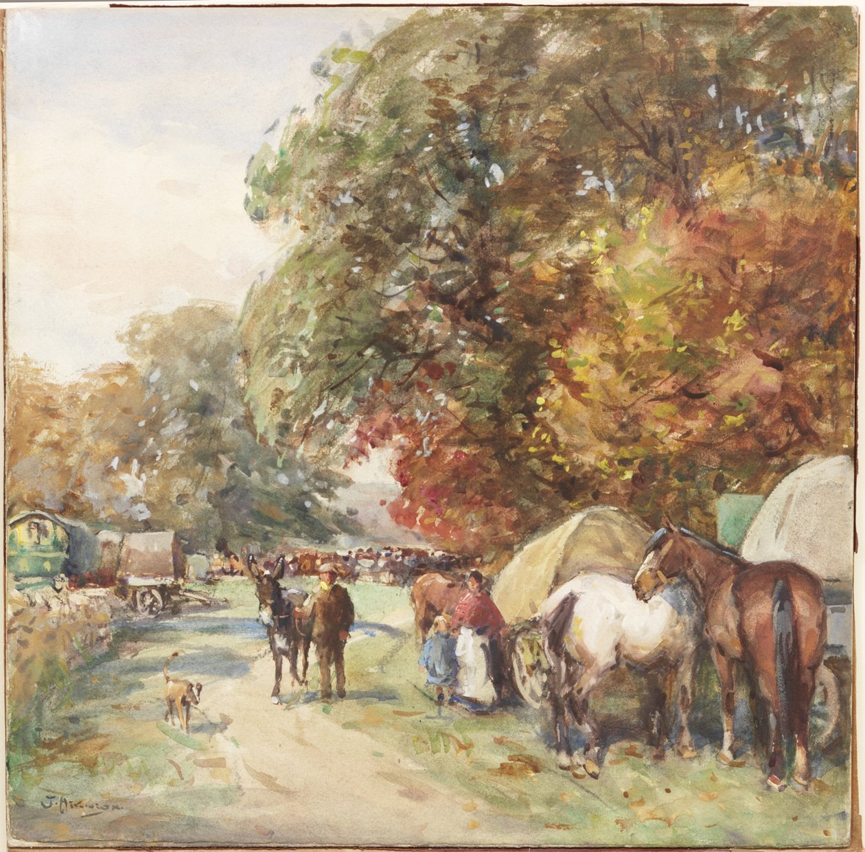 Brough Fair (akvarel, bodycolour og blyant på karton) af John Atkinson