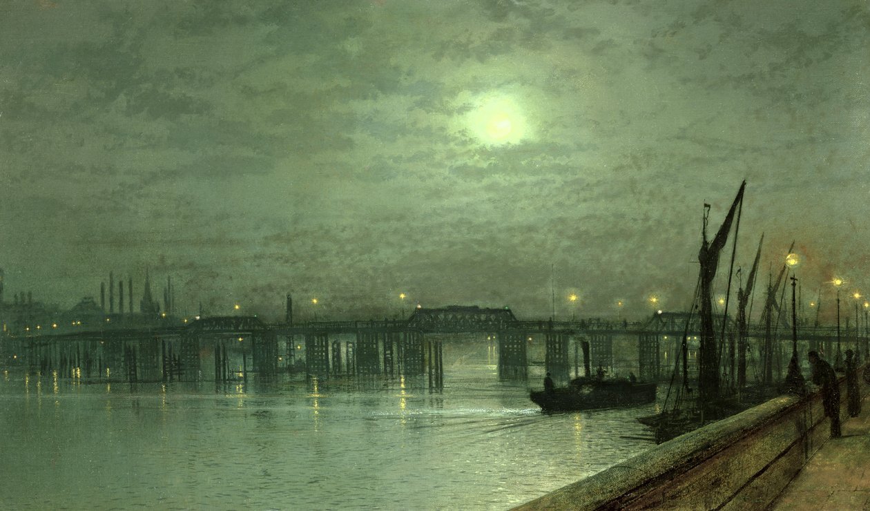 Battersea Bridge i måneskin af John Atkinson Grimshaw