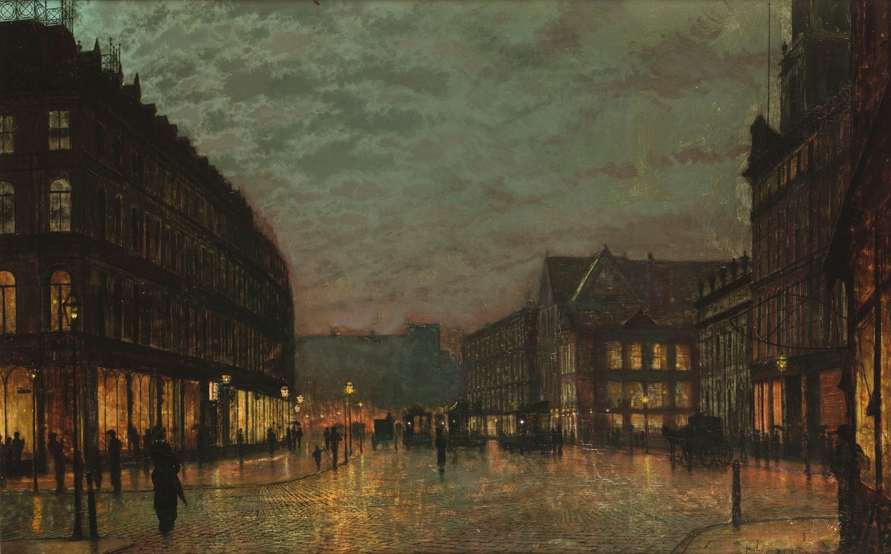 Boar Lane, Leeds, ved lygte af John Atkinson Grimshaw