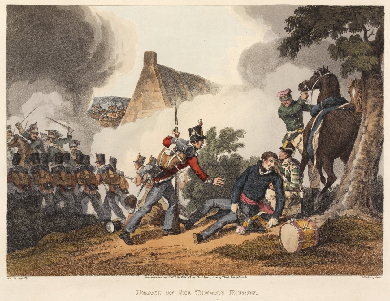 Sir Thomas Pictons død, graveret af M. Dubourg, 1819 (farvet akvatint) af John Augustus Atkinson