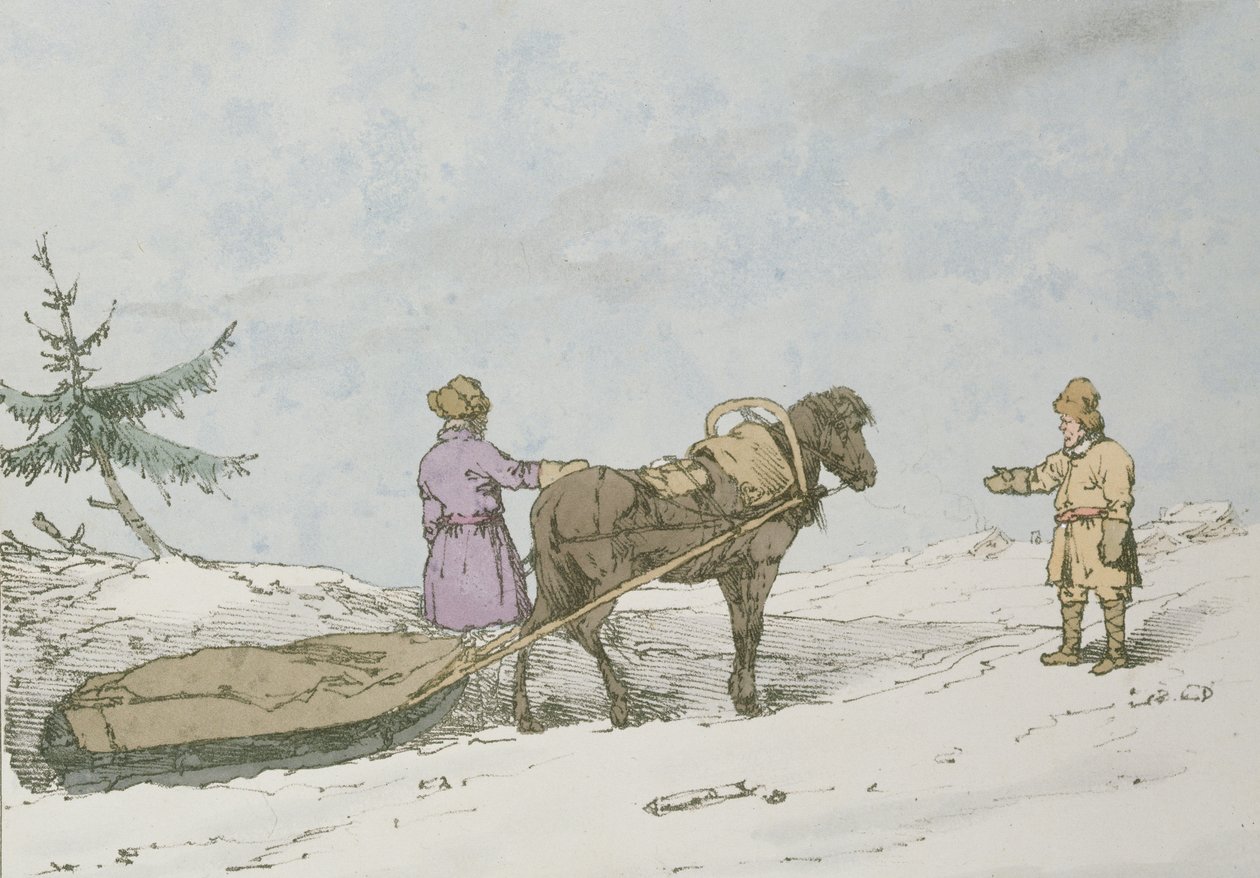 Finland Slæde, 1803 af John Augustus Atkinson