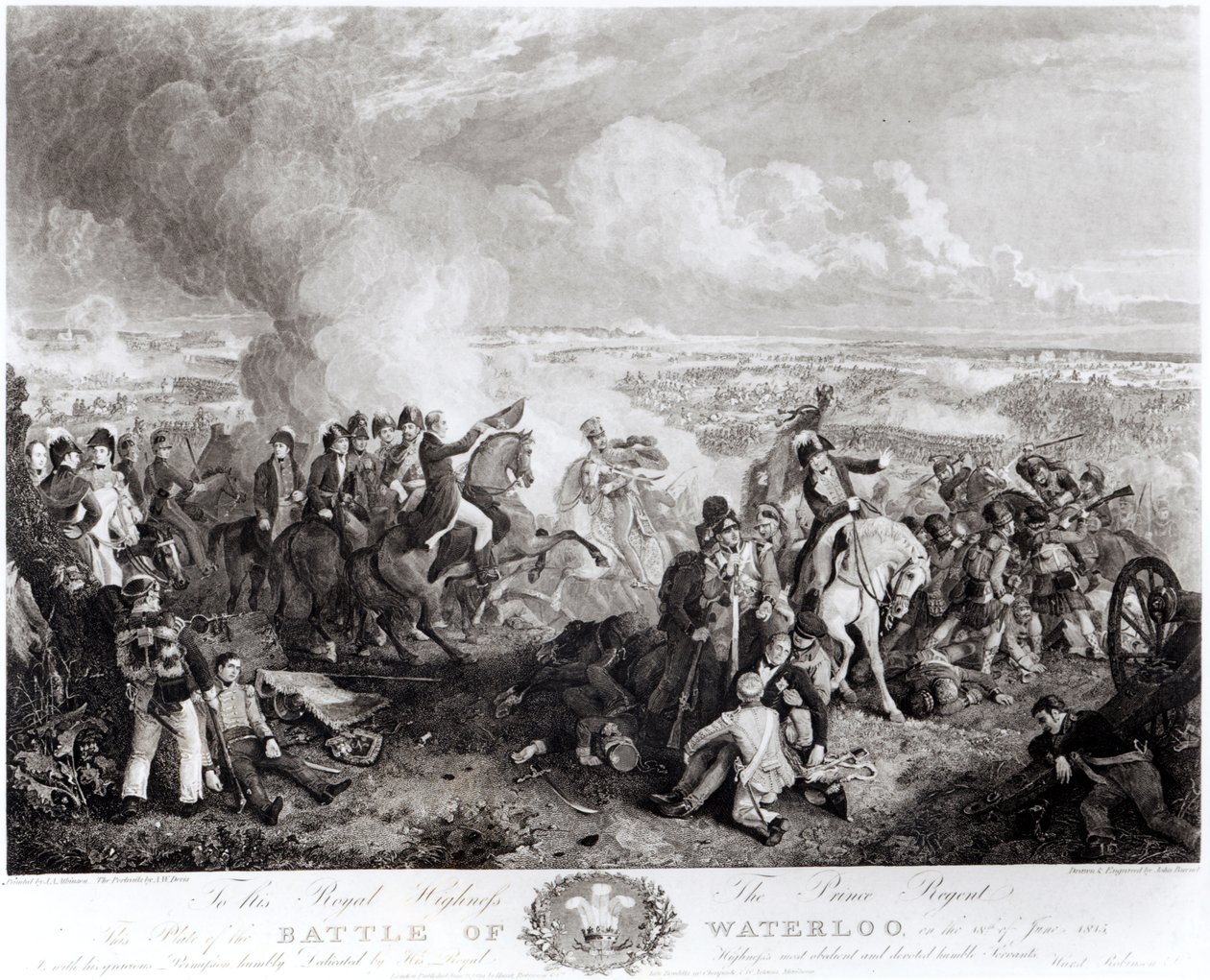 Slaget ved Waterloo, 18. juni 1815, graveret af John Burnet (1784-1868), 1819 af John Augustus Atkinson
