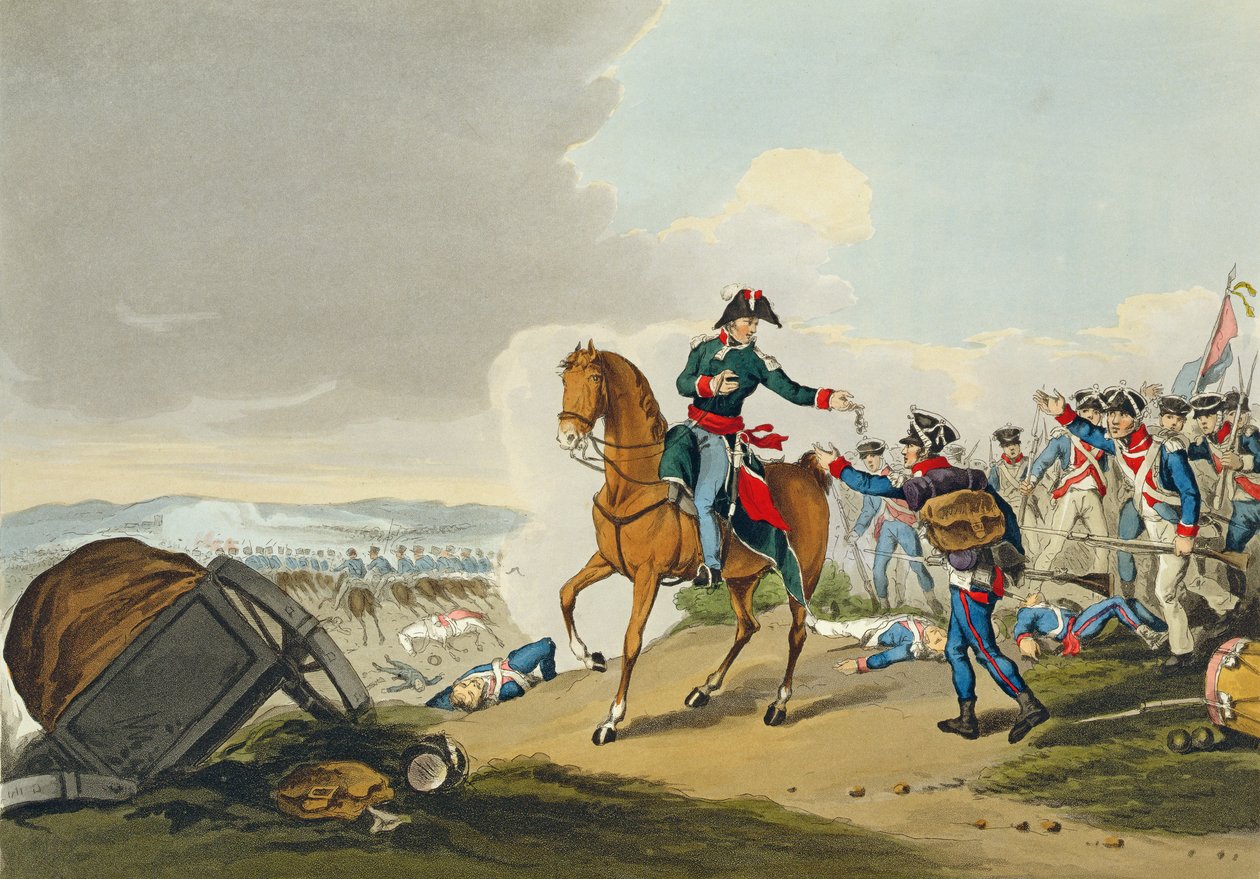 Prinsen af Orange ved slaget ved Waterloo, indgraveret af Matthew Dubourg (fl.1813-20) fra 