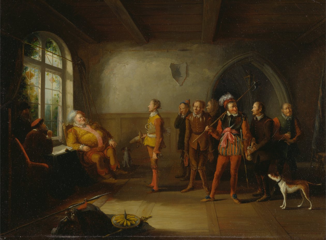 Falstaff og rekrutterne, fra Henry IV, del II af John Cawse